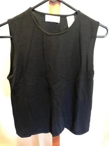 Ann Taylor Black Sleeveless Extra Fine Marino Wool Sweater L - Picture 1 of 5