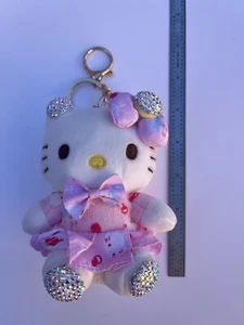 Sanrio Pink Print Hello Kitty Dolls Cute Mascot Keychain Plush Toy 10Cm - Picture 1 of 2