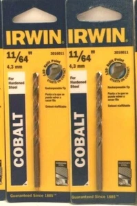 Irwin 3016011 11/64 pulgadas  X 3-1/4 pulgadas Brocas de acero de alta velocidad L paquetes de 2 - Imagen 1 de 1