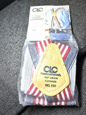 Vintage 1991 Custom Leathercraft Elastic Suspenders No 110. USA Flag. New. - Image 1 of 4