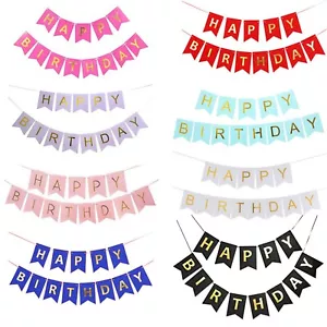 HAPPY BIRTHDAY BUNTING BANNER LETTER HANGING CARD PARTY DECORATION GARLAND - Picture 1 of 10