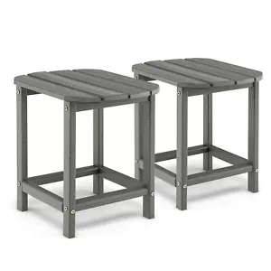 2 PCS 18" Patio Adirondack Side Table Weather Resistant HDPE Garden Grey - Picture 1 of 10