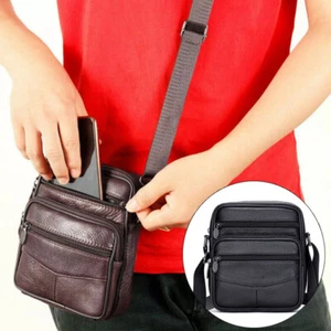 Durable Men's Boys Handbags Shoulder Small Leather Cross Body Messenger Side Bag - Picture 1 of 14
