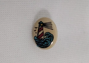 Multicolor Nautical Lighthouse Small Oval Lapel Tack Pin - Bild 1 von 5