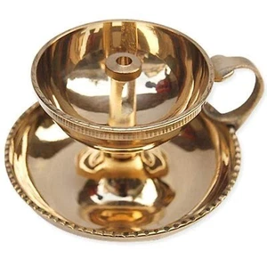 Brass Akhand Jyoti Diya with Handle Diwali Deepak Table Oil Lamp Dia 3" - Picture 1 of 7