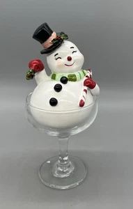 8" Retro Snowman in Martini Glass Christmas Decor - Picture 1 of 5