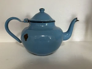 Vintage Blue Enamelware Teapot Kettle 4-Cup Made in Yugoslavia 14 - Picture 1 of 8