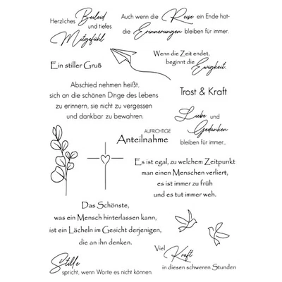 VBS Silikonstempel Kondolenz, 16 Motive Klare Stempel für DIY Bullet Journal