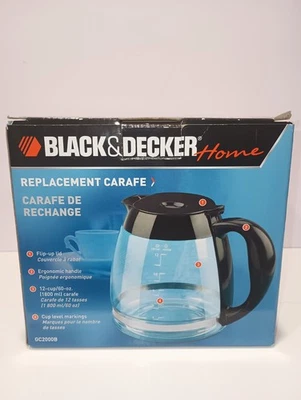 Black & Decker Home 12 tazas jarra de café de repuesto olla de vidrio GC2000B.    s3 Foto 1 de 4