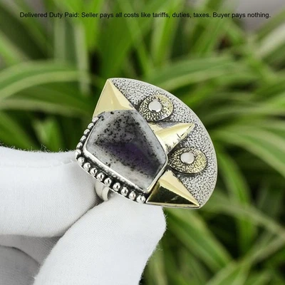 Venta Black Friday Plata Esterlina Super 23 Piedra Amatista Solitario Anillo Joyería Foto 1 de 4