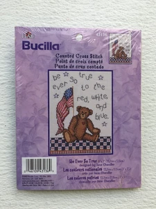 Kit Punto de Cruz Contado Oso USA Patriótico NUEVO Completo - Imagen 1 de 2