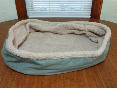 Orvis ComfortFill-Eco Wraparound Dog Bed w/Fleece COVER ONLY SMALL Basil - Image 1 of 4