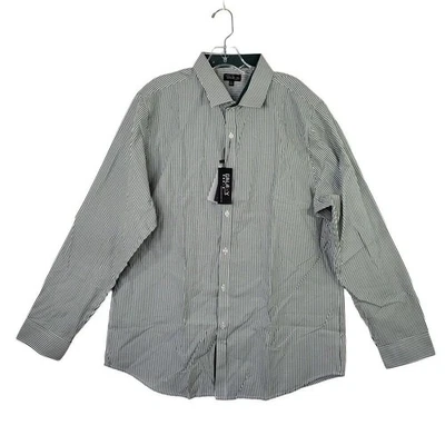 Galaxy Striped Button Up Shirt Long Sleeve Collared Hunter Green White Size XL - Image 1 of 4