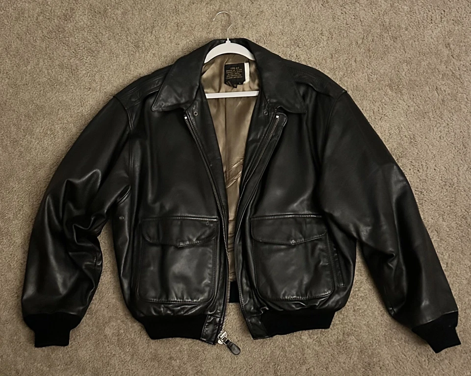 Chaqueta Avirex Para Hombre Ejército de los Estados Unidos Fuerzas Aéreas Tipo A-2 Cuero Chaqueta de Vuelo Talla Grande Foto 1 de 4
