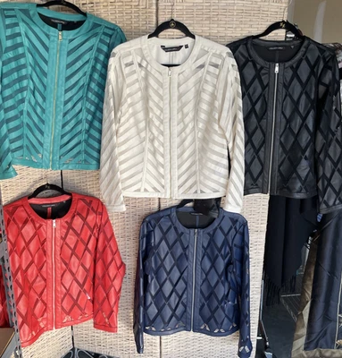 Chaqueta Colleen Lopez imitación cuero y malla cremallera frontal colores Asst talla pequeña nueva sin etiquetas Foto 1 de 4