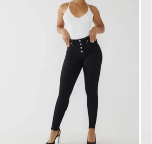 Jeans True Religion Halle High Rise super skinny neri donna 31 - Foto 1 di 11