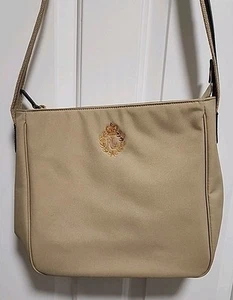 Lauren Ralph Lauren Tan Fabric Canvas Shoulder Crossbody Bag Tote Purse ~ NWOT - Picture 1 of 8