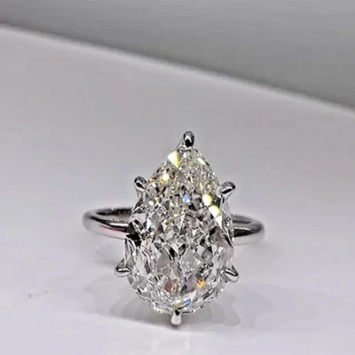 2 CT Pear Cut Lab Created Diamond Engagement Ring In 14K White Gold Plated - Image 1 of 4