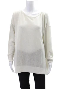 Planet by Lauren G Womens Open Knit Crew Neck Pullover Sweater Top Silver Size L - Picture 1 of 6