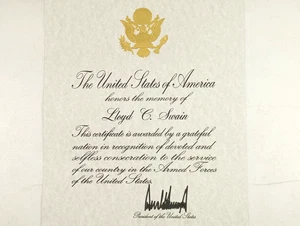 Donald J.Trump Forze Armate Certificato commemorativo presidenziale 2017 - Foto 1 di 9