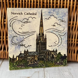 Vintage Hereford Tiles Norwich Cathedral Norfolk Ceramic Tile 6" Square - Picture 1 of 7