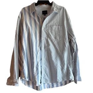 American Eagle Men’s XXL Striped Long Sleeve Chambray Button Down 90’s Preppy - Picture 1 of 6