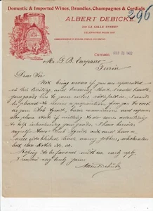 Carta Intestata Stati Uniti Chicago Wines Brandies Champagnes 1902 QX839 - Picture 1 of 1