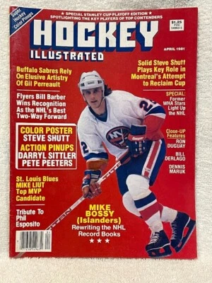 ¡Revista ilustrada de hockey de abril de 1981 de colección, Mike Bossy, New York Islanders!! Foto 1 de 2