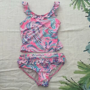 Lilly Pulitzer Girls Kinsey UPF 50+ tankini in Prosecco Pink Size 7 - Picture 1 of 6