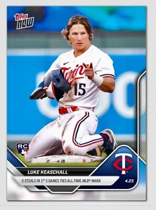 2025 TOPPS NOW 102 LUKE KEASCHALL TWINS RC 5 STEALS FIRST 5 GAMES MLB RECORD - Picture 1 of 2