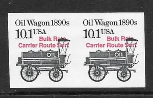 IMPERFORATE ERROR Pair, Scott #2130b, 10.1c Oil Wagon w/ Red Precancel. - Picture 1 of 1