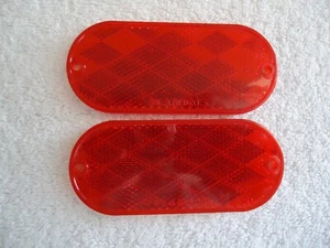 Lot Of 2 " NWOT " Red Oval Shaped Auto / Trailer Reflectors " GREAT ITEM " - Picture 1 of 7