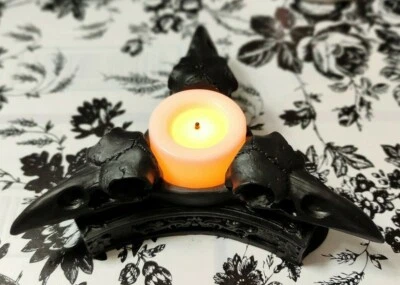 Candelabro cráneo de pájaro candelabro •Cráneo de cuervo de resina • Decoración espeluznante oculta gótica Foto 1 de 4