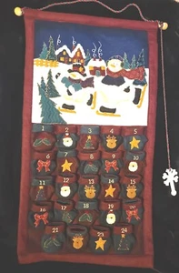 Christmas Advent Countdown Calendar Snowmen Wall Hanging  - Picture 1 of 6