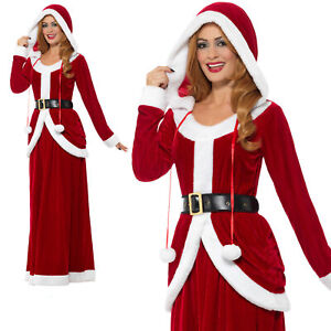 Ms Claus Costume Christmas Miss Santa Womens Ladies Adult Fancy Dress Uk 8-22