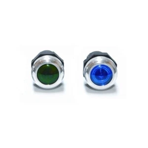 Motorsport 17mm Warning Light Aluminium Bezel 2Pk - Green and Blue - Picture 1 of 3