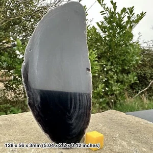 Black agate cut slice gift, spiritual healing crystal, authentic - Picture 1 of 1