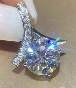 2.35Ct Rotondo Brillante Diamanti Finti Pendente Solitario 14K Oro Bianco Plated - Foto 1 di 11