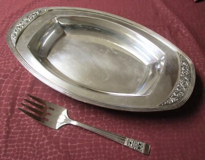 Juego de bandeja y tenedor de carne fría CORONATION Silverplate 1936 raro encontrar sin monogramas Foto 1 de 4