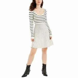 NEW Guess Nash Ribbed Knit Striped Fit & Flare Sweater Dress XL - Picture 1 of 4