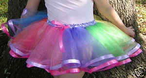 Rainbow Tutu Costume Skirt for Girls Tulle Sizes 12M to 4T USA SELLER FAST SHIP - Picture 1 of 3