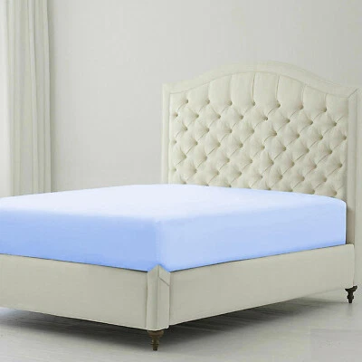 Hotel Egyptian Cotton Deep Pocket 1 PC Fitted Sheet Select Size & TC Sky Blue - Image 1 of 4