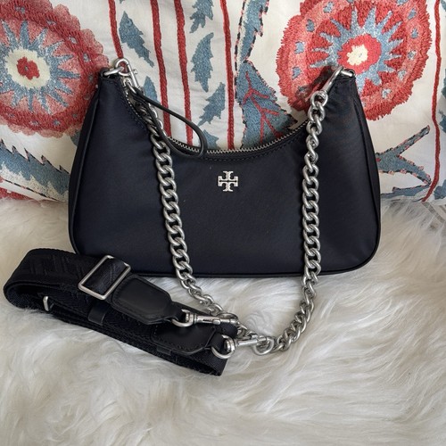 Borsa piccola mezzaluna TORY BURCH Mercer 148656 con 2 cinghie intercambiabili nuova con etichetta