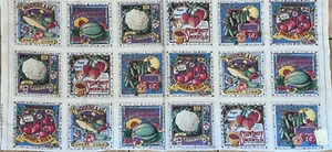 Secrets of the Garden 18 Blocks Panel Cotton Fabric 21"X45" Vintage Joan Kessler - Picture 1 of 6
