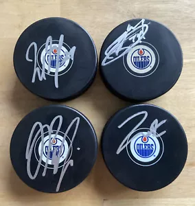 ¡Lote de discos con logotipo de 4 quilates firmado automáticamente Edmonton Oilers! Enfermera Staurt Skinner Darnell +++ - Imagen 1 de 1
