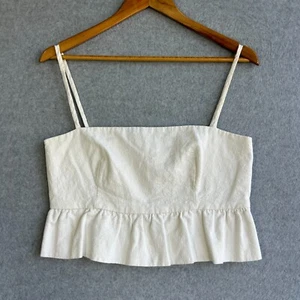 Bec Bridge Top Womens Sz 10 White Strappy Ruffle Cropped Cotton Blend Summer - Picture 1 of 8
