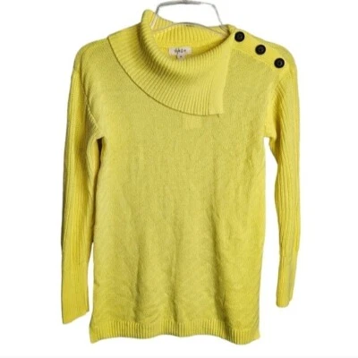 Suéter Style & Co amarelo brilhante gola alta novo com etiquetas feminino tamanho pequeno pequeno pequeno - Imagem 1 de 4