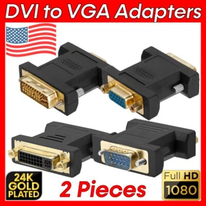 2 x DVI to VGA Adapter Dual Link DVI-A DVI-I to VGA Converter Monitor Adapter - Picture 1 of 7
