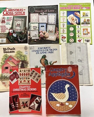 Lot 7 Cross Stitch Books Anne Orr/COUNTRY APPLIQUES/DUCK SEASON/LEISURE ARTS - Image 1 of 4