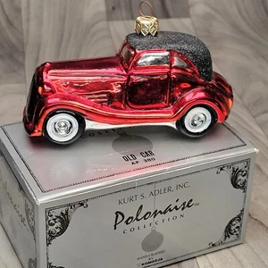 Kurt S Adler Polonaise Old Car Handblown Ornament Red Roadster 1990's - Picture 1 of 15